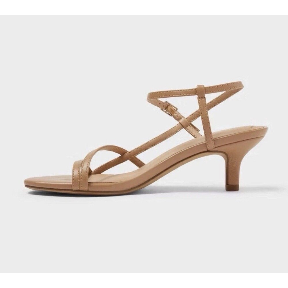 Women’s Stella Almond Toe Strappy Reggie Heels - A New Day Sand Size 7 - Picture 3 of 7